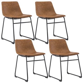 Kit 04 Cadeiras Decorativa Sala de Estar Recepção Fixa Maia PU Sintético Marrom G56 - Gran Belo