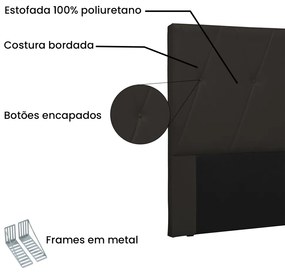 Cabeceira Aquilla Para Cama Box King 195 cm Corino - D'Rossi - Marrom