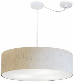 Lustre Pendente Cilíndrico Com Desvio Md-4265 Cúpula em Tecido 60x15cm Linho Bege - Bivolt