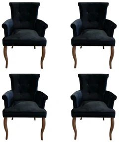 Kit 4 Cadeiras de Jantar Belford Veludo Preto Pés de Madeira Design Sofisticado G48 - Gran Belo