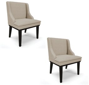 Kit 02 Cadeiras de Jantar Liz Veludo Luxo Base Fixa Madeira Preto - D'Rossi - A130 Prata