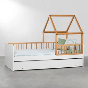 Cama Casinha Evolutiva Tenda com Cama Auxiliar - Branco e Amêndoa