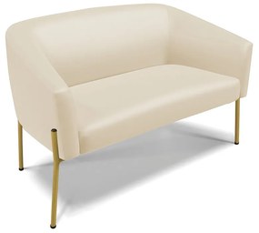 Sofá 2 Lugares Namoradeira Pé de Ferro Dourado Stella Sintético D03 - D'Rossi - Bege