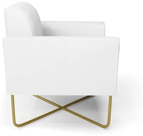 Poltrona Base X Industrial Dourado Marisa Corino Branco  D03 - D'Rossi