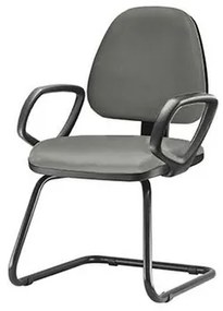 Cadeira Sky com Bracos Fixos Assento Crepe Cinza Escuro Base Fixa Preta - 54831 Sun House