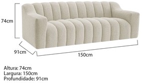 Kit 1 Sofá 150cm 2 Poltrona Luxo Recepção Sala Elegance Bouclé