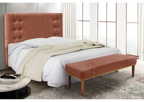 Cabeceira Cama Box King 195cm e Recamier Gênova Veludo S04 - D'Rossi - Cobre