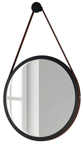 Espelho Oval Suspenso Decorativo com Alça 54cm  Preto  G26 - Gran Belo
