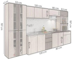 Móveis Cozinha Completa Modulada Balcão Aéreos Torre Quente Carvalho