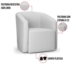 Poltrona Decorativa Orgânica Stella Max Veludo Cinza D03 - D'Rossi