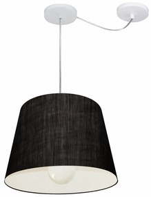 Lustre Pendente Cone Com Desvio Md-4274 Cúpula 30/30x40cm Preto - Bivolt