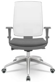 Cadeira Brizza Diretor Grafite Tela Branca com Assento Poliester Cinza Base Autocompensador Aluminio - 65813 Sun House