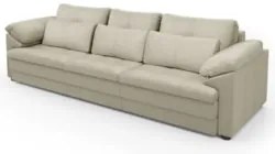 Sofá Retrátil 4 Lugares Para Sala 332cm Dijon Couro Creme S07 - Mpozen