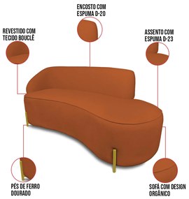 Sofá 4 Lugares Orgânico 220cm Pé Ferro Dou Morgan Bouclê L01 - D'Rossi - Terra