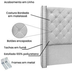 Cabeceira Cama Box Queen 160 cm Vicenza Linho S04 - D'Rossi - Grigio