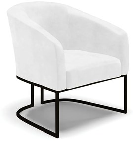Poltrona Decorativa Industrial Preto Stella Sintético PU D03 - D'Rossi - Branco
