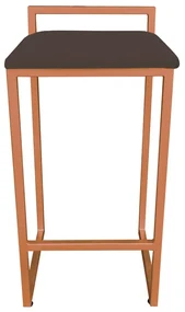 Banqueta Alta Lavínia Suede Marrom Base Cobre D'Rossi