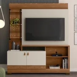 Estante Painel Para TV 50 Pol 160cm Pilar L06 Freijó/Off White - Mpoze