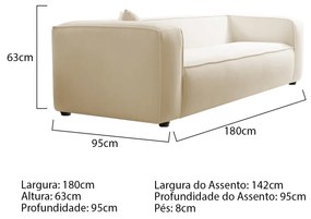 Kit Sofá 3 Lugares 180cm e Poltrona Decorativa Escritório Orgânico Cecília Bouclé - ADJ Decor