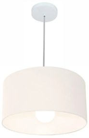 Lustre Pendente Cilíndrico Md-4146 Cúpula em Tecido 40x30cm Branco - Bivolt