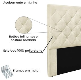 Cabeceira Cama Box Casal 140 cm Tania Linho S04 - D'Rossi - Perola