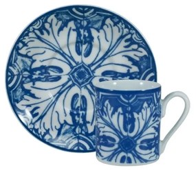 Xícara Café Com Pires 60Ml Porcelana Schmidt - Dec. Azulejos 2257