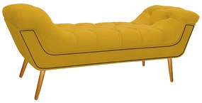 Calçadeira Estofada Veneza 140 cm Casal Corano Amarelo - ADJ Decor