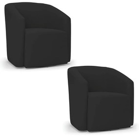 Poltrona Decorativa Base Giratória Kit 2 Stella Max Veludo Preto D03 - D'Rossi