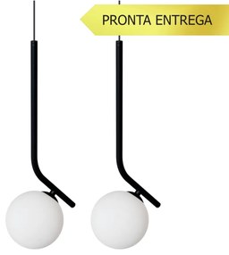 Kit 02 Pendente Angular Globo Ø12Cm C/ Rosca Alumínio 1Xg9 - Qimporta... (PRETO, FOSCO)