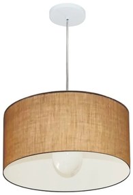 Lustre Pendente Cilíndrico Md-4202 Cúpula em Tecido 40x25cm Palha - Bivolt