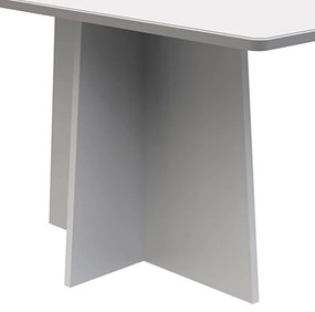 Mesa de Jantar Retangular Tampo com Vidro Angra 160 cm Off White - D'Rossi