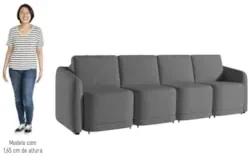 Sofá Cama Casal para Sala 356cm Polska Z08 Veludo Cinza Escuro - Mpoze
