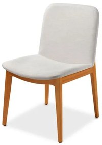 Cadeira Daniela Estofada Linho Branco com Estrutura em Madeira Mel - 74144 Sun House
