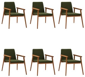 Kit 6 Cadeiras Decorativa Sala de Jantar Sidnei Veludo Verde G17 - Gran Belo