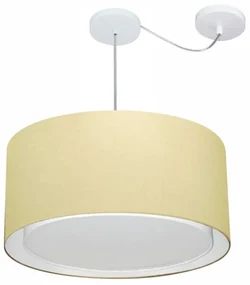 Lustre Pendente Cilíndrico Com Desvio Bege MJ-4309 Para Mesa de Jantar e Estar