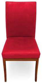 Cadeira Raquel para Sala de Jantar Base de Eucalipto Suede Vermelho