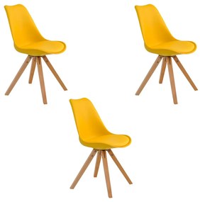 Kit 3 Cadeiras Decorativas Sala e Escritório Neo (PP) Amarela G56 - Gran Belo
