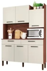 Armário de Cozinha Compacta 132cm Stella K02 Nogueira/Off White - Mpoz