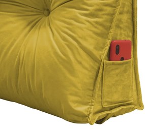 Almofada para Cabeceira Mel 1,60 m Queen Travesseiro Apoio para Encosto Macia Formato Triângulo Suede Amarelo