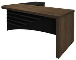 Mesa Escritório em L 200cm Lado Direito A06 Marrom/Preto - Mpozenato