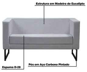 Sofá Decorativo Sala de Estar Velma Pés Metal Linho Cinza G17 - Gran Belo