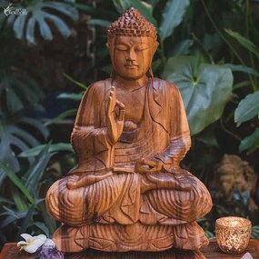 Escultura Buda em Madeira 50cm | Bali