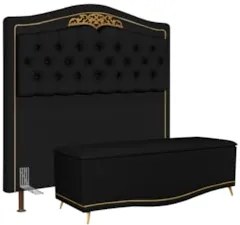 Cabeceira Cama Box Casal Queen 160cm Com Calçadeira Baú Imperial J02 S