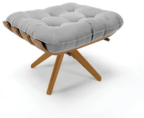 Puff Giratório Costela Suede Cinza Base de Madeira MA30 M11 - D'Rossi
