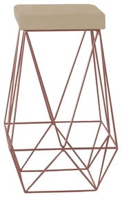 Banqueta Decorativa Kathy Base Bronze Veludo Bege G41 - Gran Belo