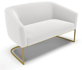 Sofá 2 Lugares Namoradeira Industrial Dourado Stella Bouclê D03 - D'Rossi - Off White