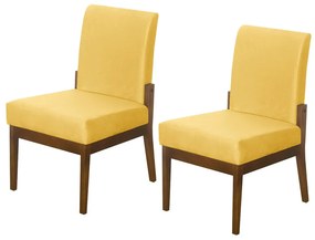 Kit 02 Cadeiras de Jantar Helena Suede Amarelo - Decorar Estofados