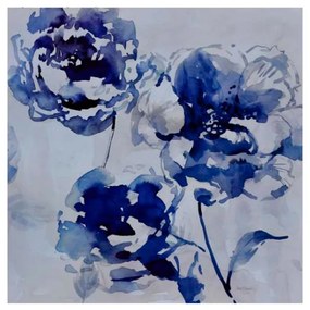Quadro Decorativo Flores Azul e Branco - KF 50123 30x30 (Moldura 520)