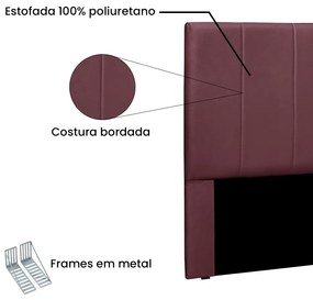 Cabeceira Cama Box Casal 140 cm Arizona Veludo S04 - D'Rossi - Vinho