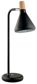 Luminaria De Mesa Metal Madeira 14Cm Horn - PRETO